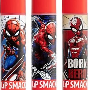 Nwt Lip Smacker Spider Man Marvel Superhero Lip Balm Set Amazing Pomegranate
